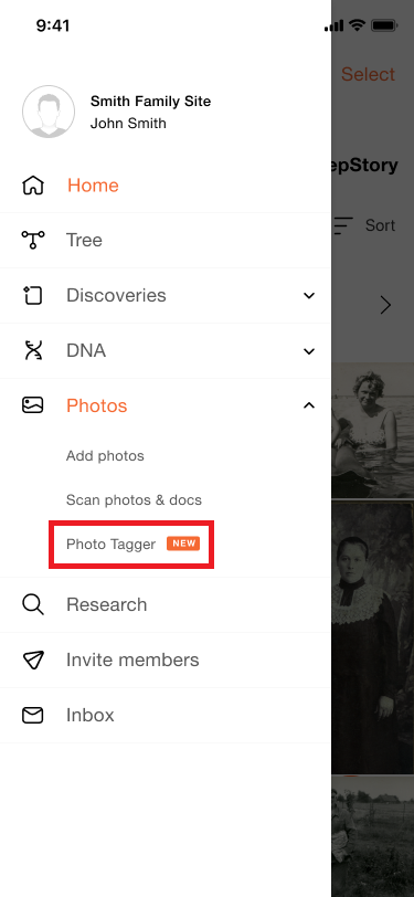 Dostęp do funkcji Photo Tagger z poziomu menu aplikacji (kliknij, aby powiększyć)