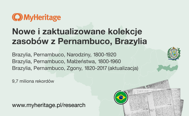 MyHeritage dodaje miliony wyjątkowych rekordów historycznych z Pernambuco, Brazylii