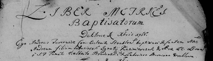 Akt urodzenia z 1756 roku, parafia Strabla