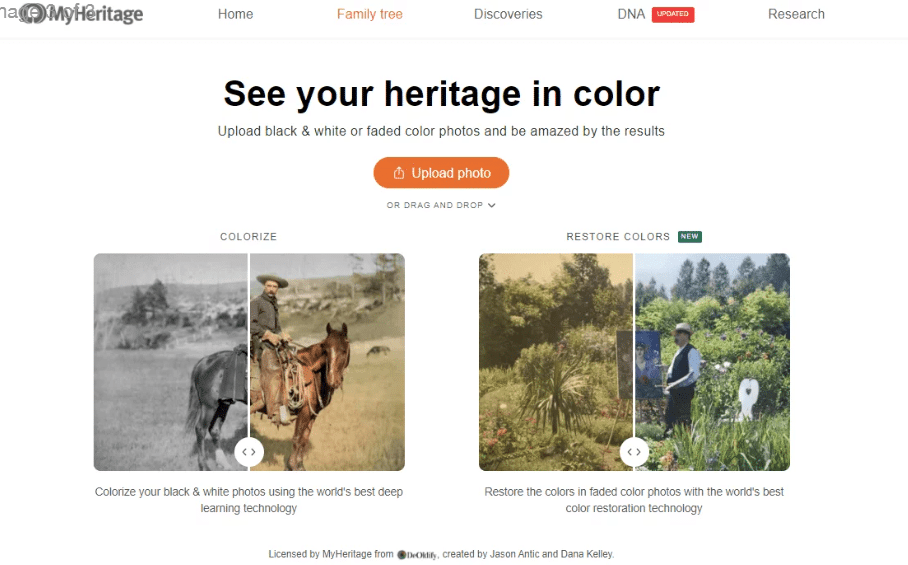 MyHeritage In Color™ automatycznie koloruje czarno-białe zdjęcia przy użyciu głębokiego uczenia AI