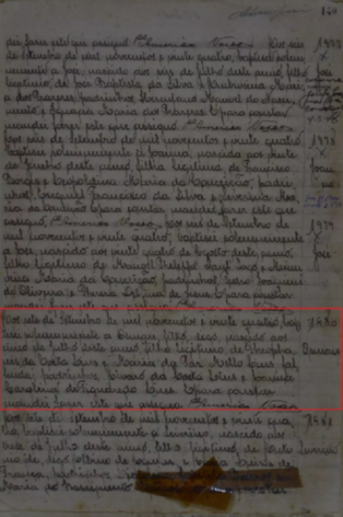 Akt urodzenia Osmana Lins da Costa [Credit: MyHeritage Pernambuco Births and Baptisms, 1800-1920].