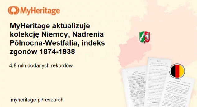 MyHeritage aktualizuje kolekcję Niemcy, Nadrenia Północna-Westfalia, indeks zgonów 1874-1938