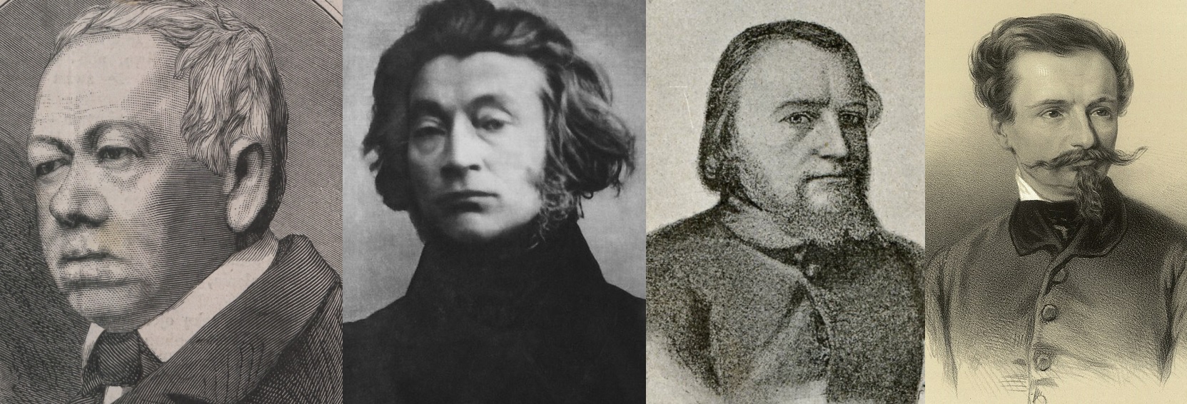 Od lewej: Józef Grabowski-Goetzendorf, Adam Mickiewicz, Franciszek Mickiewicz, Wincenty Pol (źródło: Domena Publiczna)