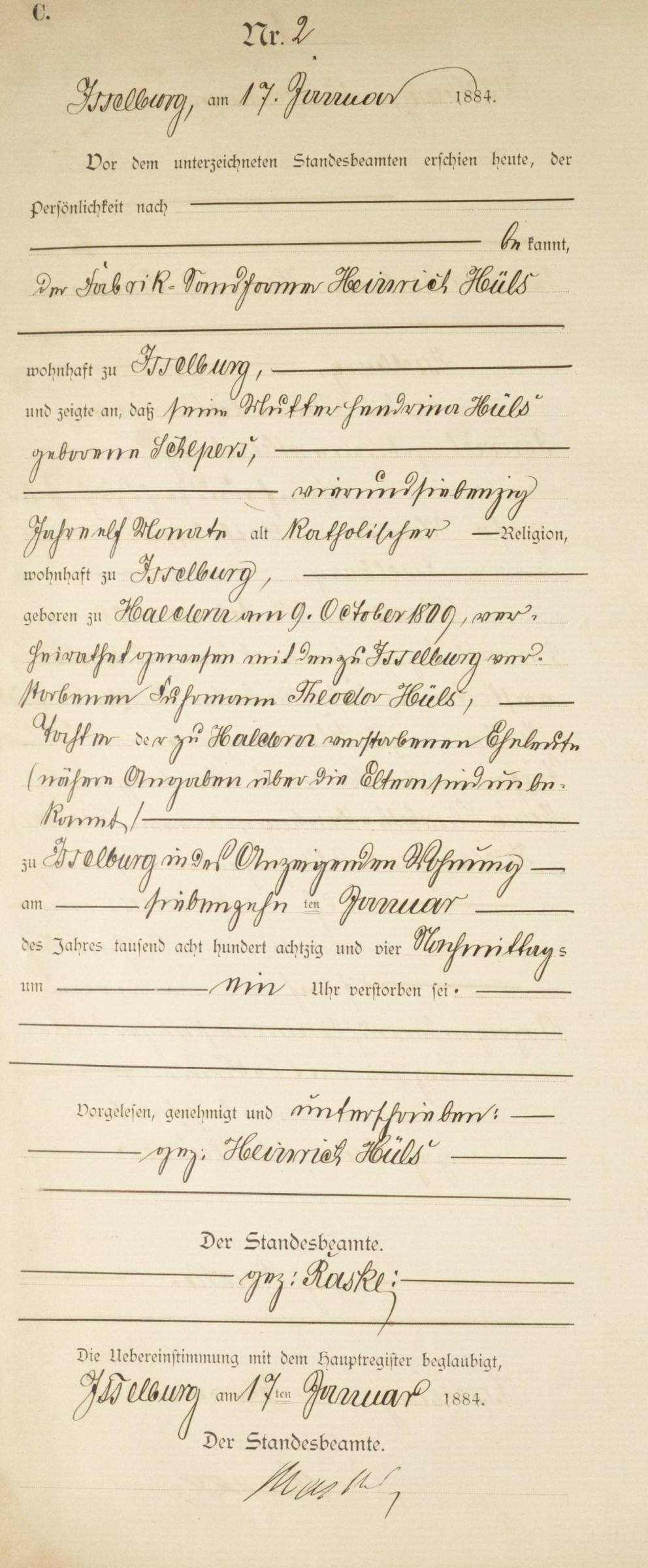 Rekord śmierci Hendriny Schepers [Kredyt: MyHeritage Niemcy, Nadrenia Północna-Westfalia, indeks śmierci 1870-1940]