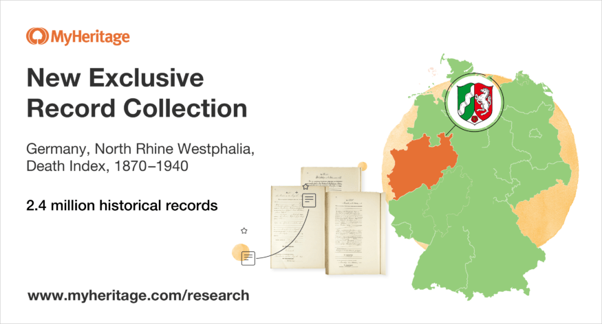 MyHeritage dodaje nowe, eksluzywne rekordy: Niemcy, Nadrenia Północna-Westfalia, Indeks Zgonów 1870-1940