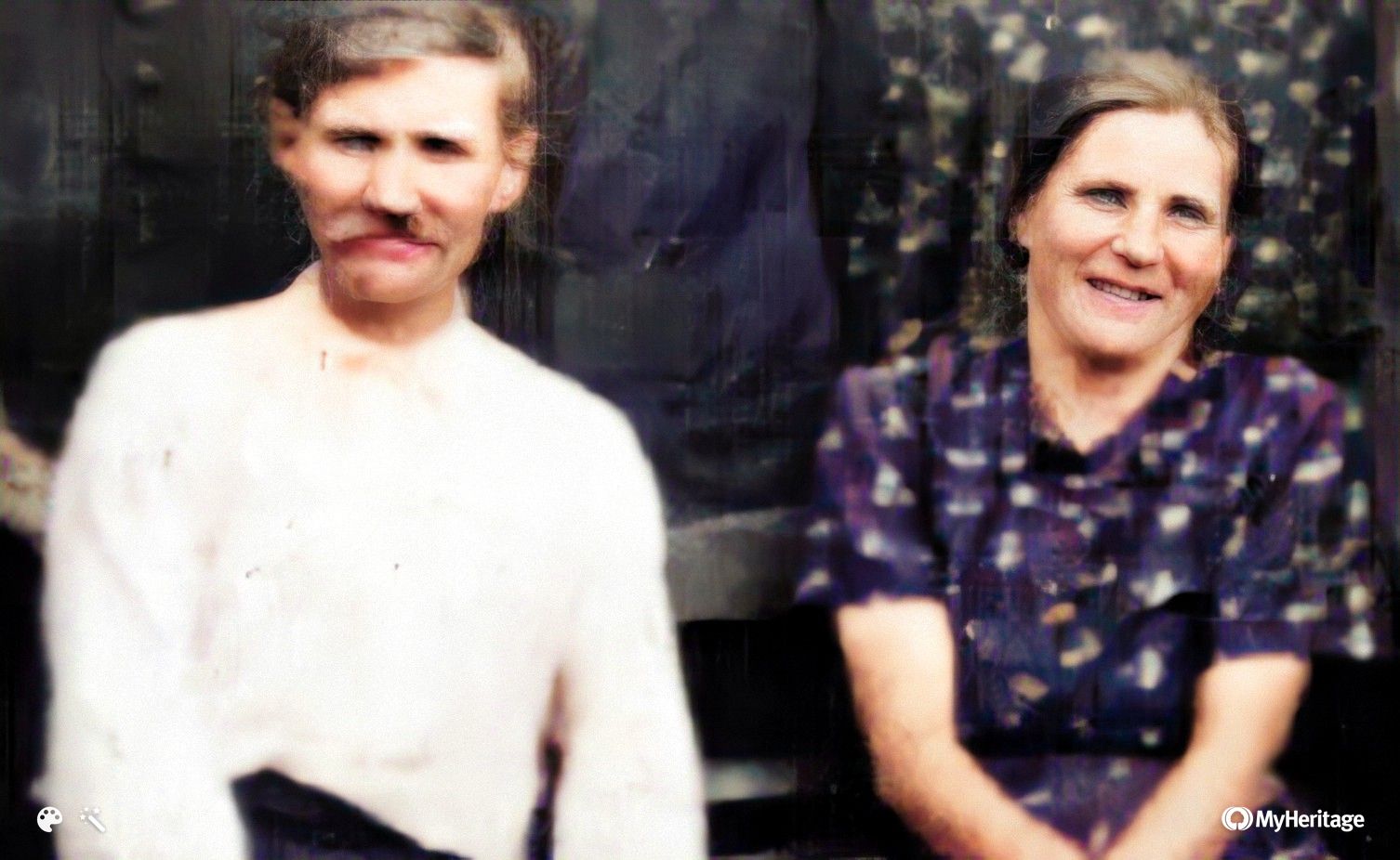 Władysław Zaręba oraz Cecylia Zaręba z domu Najs – zdjęcie pokolorowane za pomocą MyHeritage