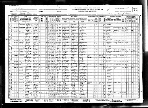Rodzina Story w spisie ludności USA z 1930 r., od linii 80