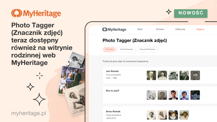 NOWOŚĆ: funkcja Photo Tagger (Oznacznik zdjęć) już teraz dostępna również na stronie internetowej MyHeritage!
