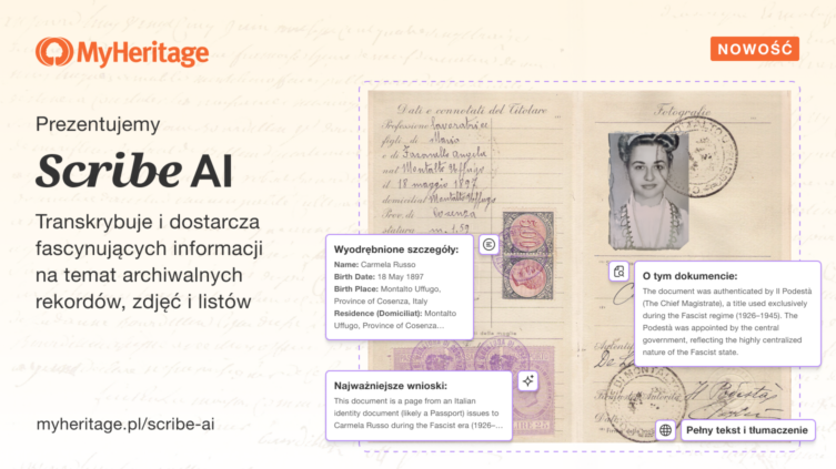Przedstawiamy Scribe AI: Transkrybuj, interpretuj i zdobywaj fascynujące informacje o historycznych dokumentach i zdjęciach swojej rodziny oraz rekordach MyHeritage