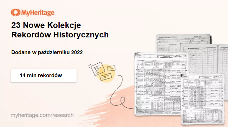 MyHeritage opublikowało 23 kolekcje i 14 milionów rekordów historycznych w październiku 2022 r.