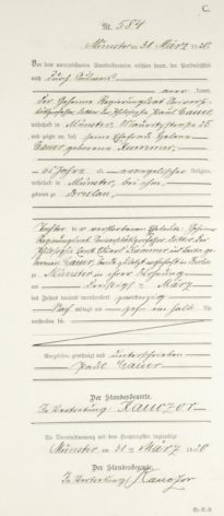 Rekord śmierci Helene Kummer Cauer [Kredyt: MyHeritage Niemcy, Nadrenia Północna-Westfalia, indeks śmierci 1874-1938]