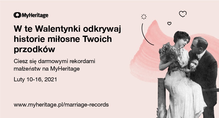 Darmowy dostęp na MyHeritage do rekordów (akt) małżeństw z okazji Dnia Zakochanych