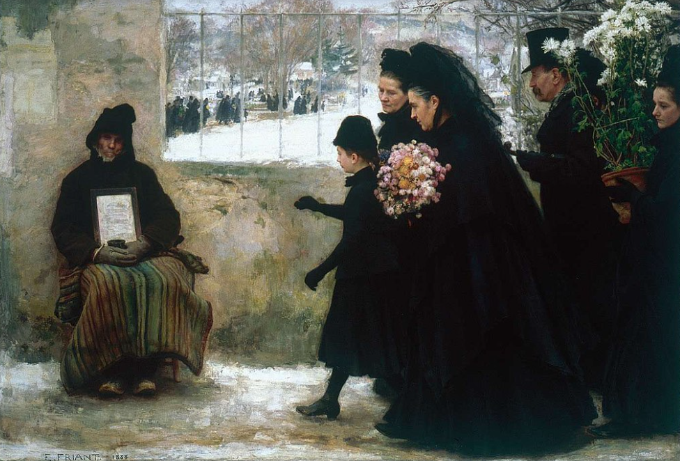 La Toussaint („Dzień Wszystkich Świętych”), obraz Émile’a Frianta przedstawiający święto we Francji, 1888 r. [domena publiczna].