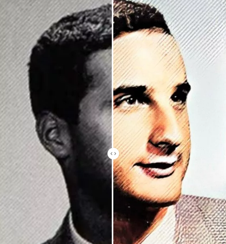 Kenneth Robert Handler, rocznik szkoły średniej w Hollywood, 1961. Zdjęcie poprawione i pokolorowane przez MyHeritage