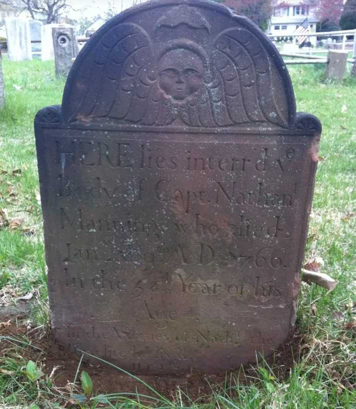 Nagrobek z 1766 roku na cmentarzu Piscatawaytown Burial Ground
