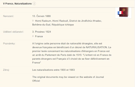 Rekord naturalizacji z kolekcji Francja, Naturalizacje na MyHeritage