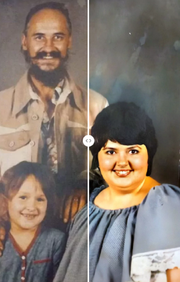 Debie i ojciec Ooallna z Ooallna i jej matką. Zdjęcie ulepszone i kolory przywrócone przez MyHeritage