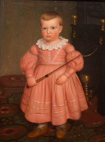 Młody chłopiec w różowym, amerykańska szkoła malarstwa (około 1840 roku). Chłopcy nosili różowe ubrania w XIX wieku.