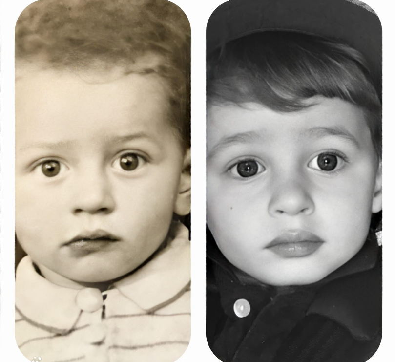 Gershon (z lewej) i David (z prawej) jako małe dzieci o identycznym wyrazie twarzy