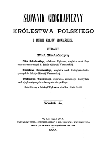 Slownik geograficzny Królestwa Polskiego